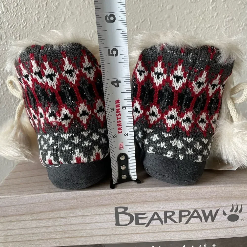 NIB BearPaw Kinsley Youth Red Holiday Slipper Booties Sizes S,M,L,XL
